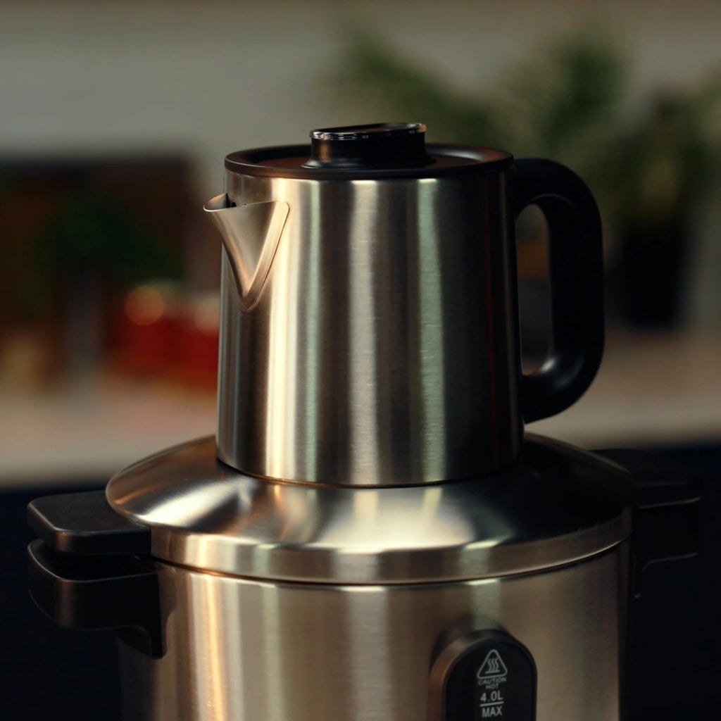 Kochmaster Samowar, Edelstahl, Warmhaltefunktion, 4.0 + 1.0 Liters, Temperaturregelung Teekocher